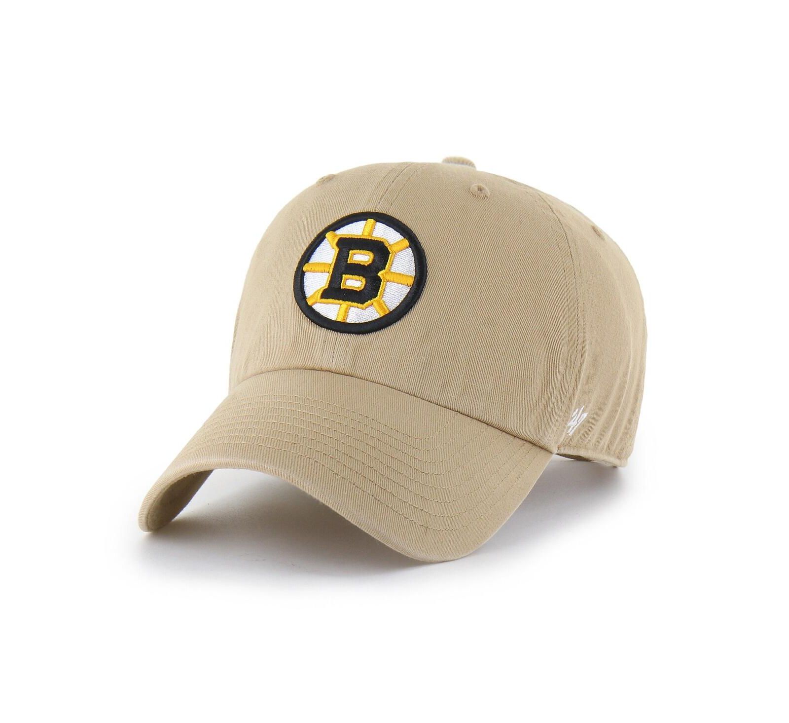 '47 Brand Men's Khaki Boston Bruins Logo Clean Up Adjustable Hat