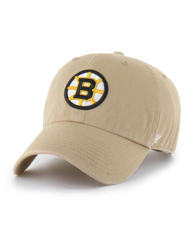 '47 Brand Men's Khaki Boston Bruins Logo Clean Up Adjustable Hat