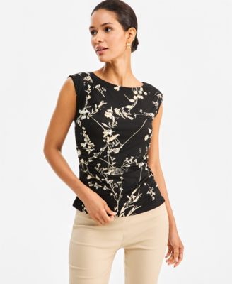 I.N.C. International Concepts Women's Floral-Print Boat-Neck Blouse, Macy's Exclusive