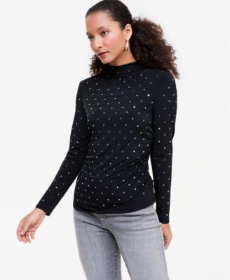 I.N.C. International Concepts Women's Mock Neck Embellished Top, Macy's Exclusive
