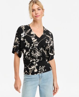 I.N.C. International Concepts Женский Floral V-Neck Short-Sleeve Blouse