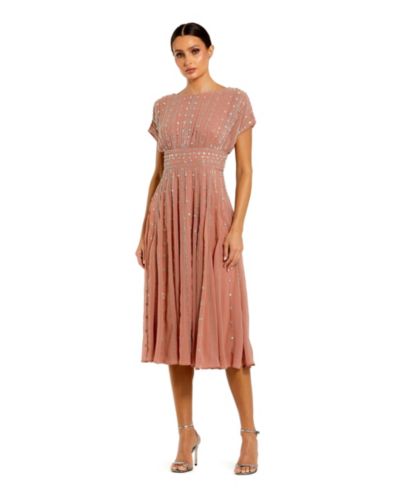 Mac Duggal Women's Embellished Beaded Georgette Blouson A-Line Midi Dress