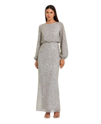 Женское вечернее платье Mac Duggal Beaded Mesh Blouson Sleeve