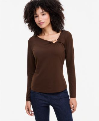 I.N.C. International Concepts Women's Hardware Detail Long-Sleeve Top, Macy's Exclusive