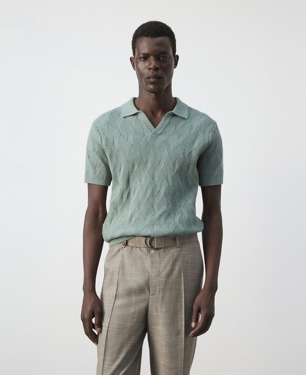 Мужская рубашка-поло Mango Cotton Ribbed Structured