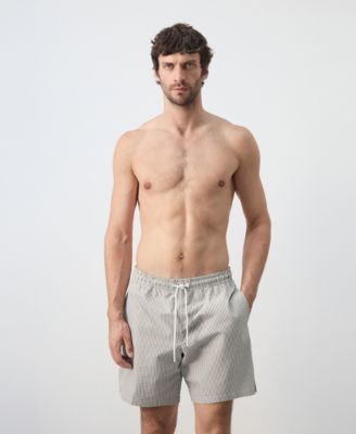Mango Men's Seersucker Striped Swimsuit