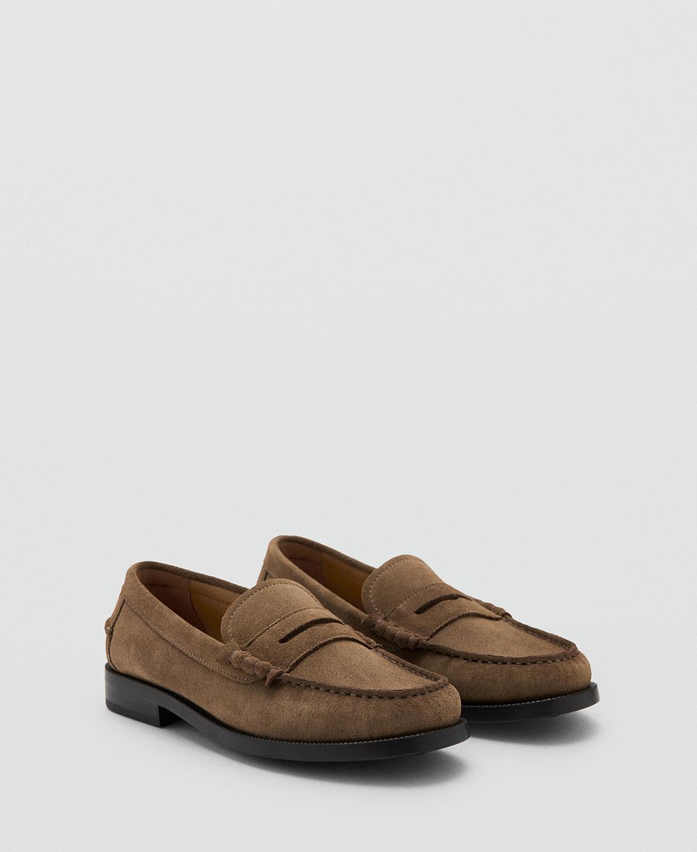 MANGO Мужские кожаные мокасины Split Leather