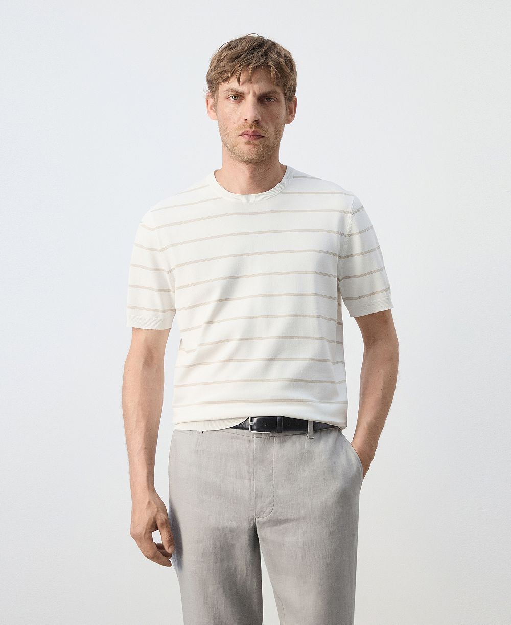 Mango Men's Striped Jersey T-Shirt