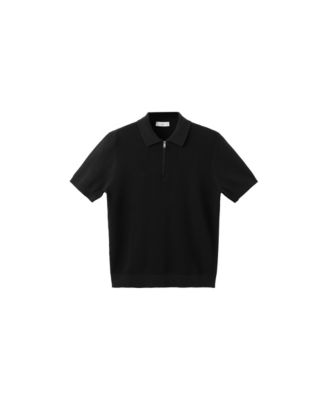 MANGO Men's Quarter-Zip Slim-Fit Structured Polo Shirt