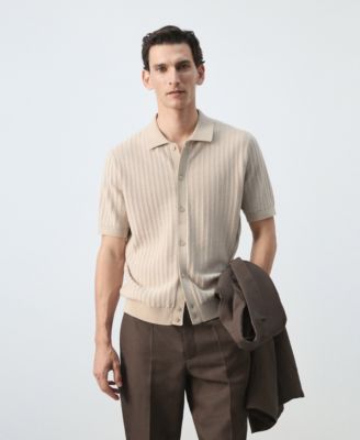 Mango Men's Structured Cotton Knit Polo Shirt