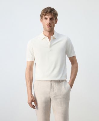 Mango Men's Cotton Fine-Knit Polo Shirt