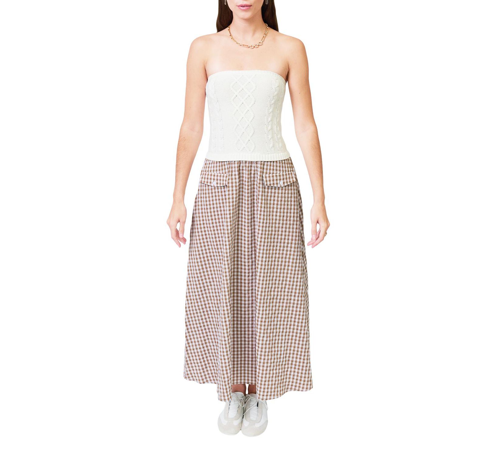 Central Park West Women's Laurel Cable Gingham Two for Dress