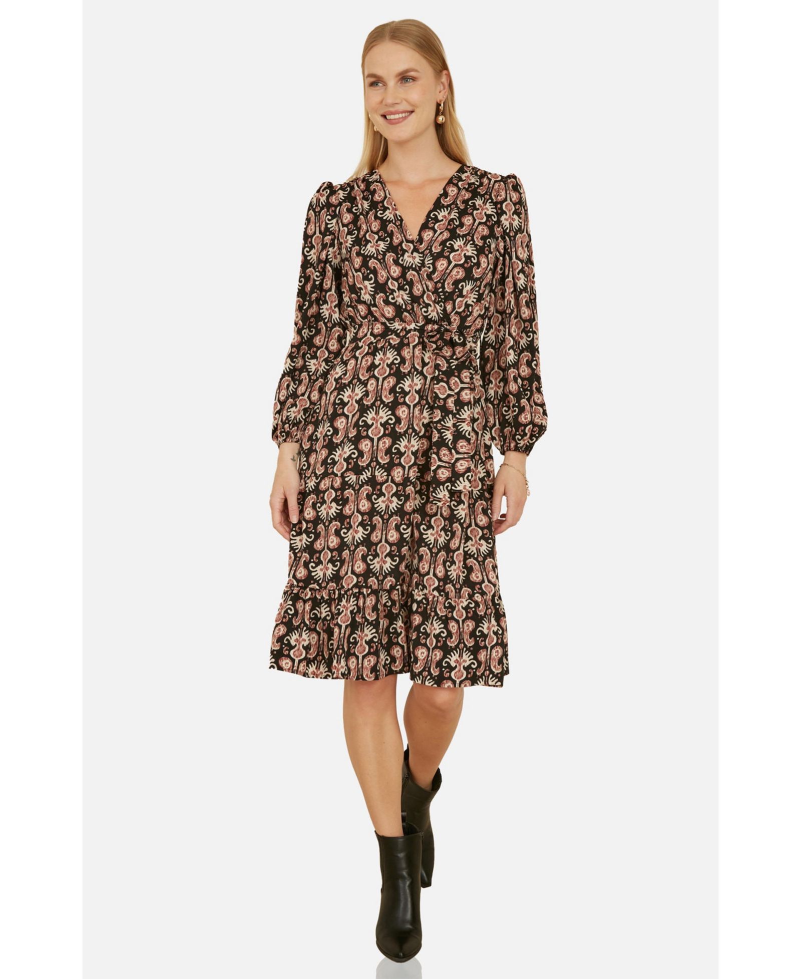 Женское платье Yumi Ikat Long Sleeve Skater Midi