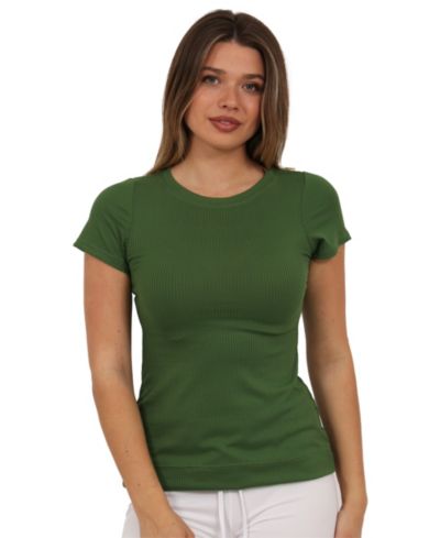 Женский топ 24seven Comfort Apparel Ribbed Knit Short-Sleeve