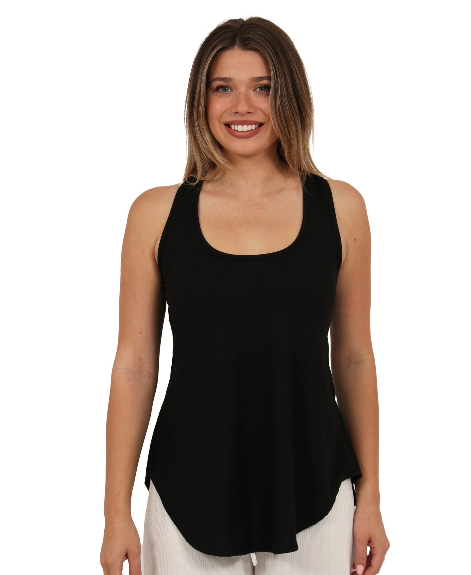 24seven Comfort Apparel Женский Ribbed Scoop Neck Tank Top