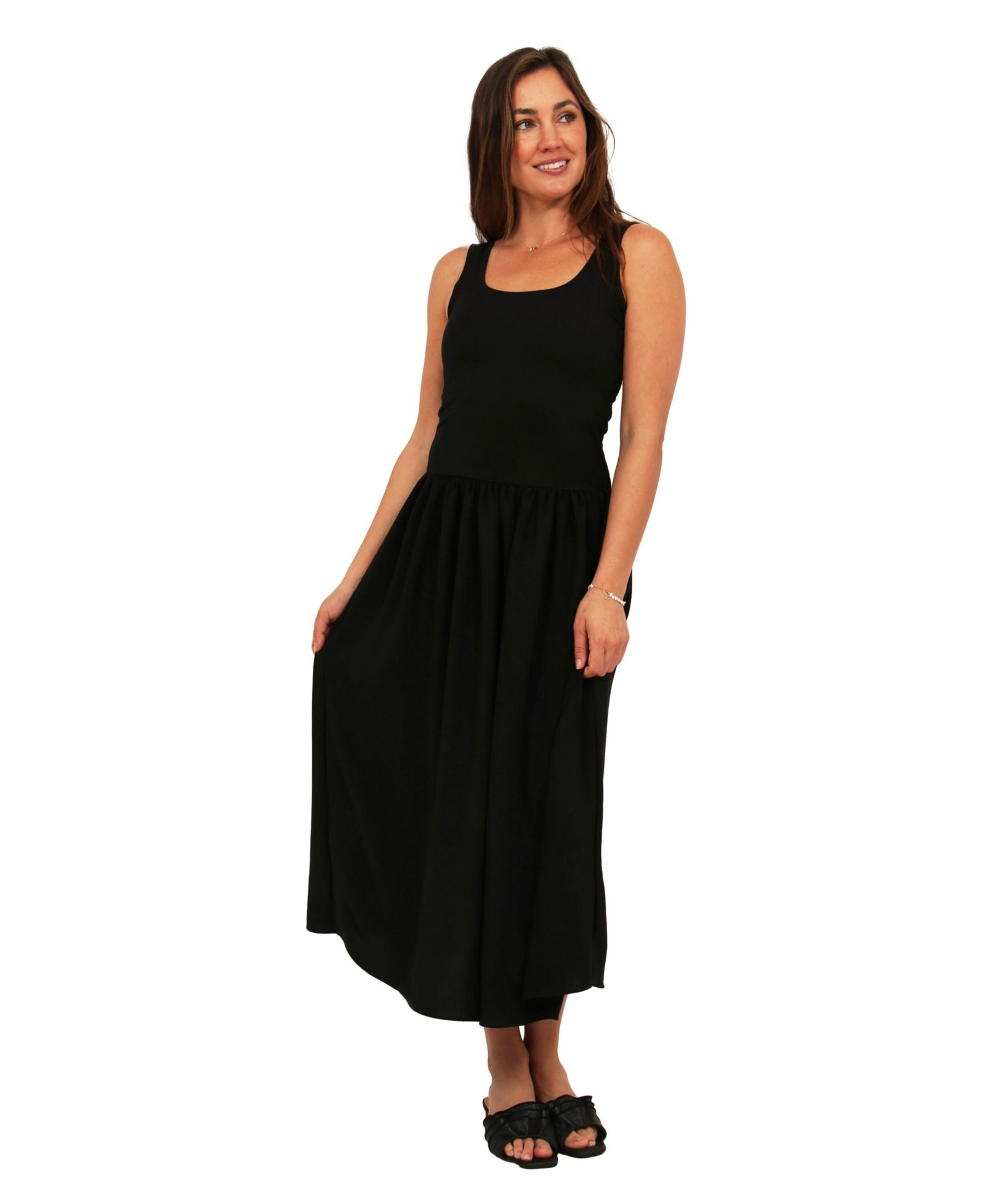 Женское платье макси 24seven Comfort Apparel с круглым вырезом