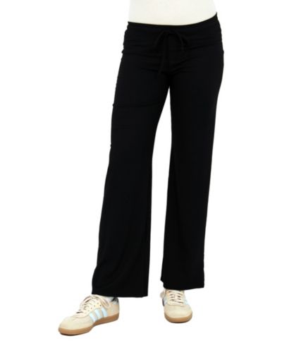 24seven Comfort Apparel Women's Ribbed Knit Wide-Leg Lounge Pants