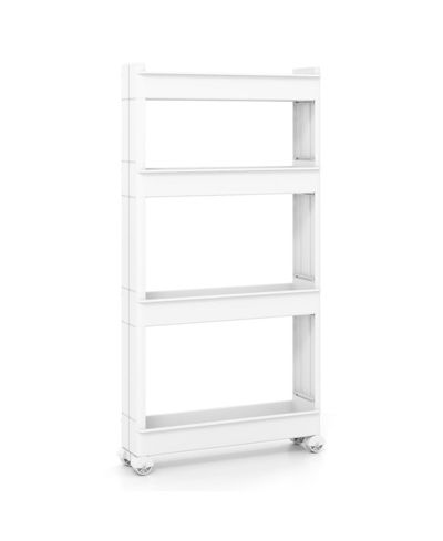 GOUUN 4-Tier Multifunctional Slim PP Storage Trolley with Ventilated Trays