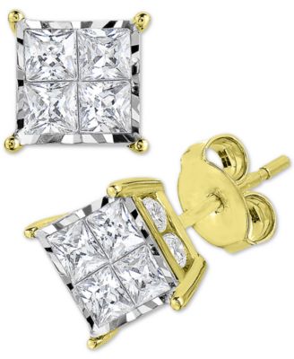 Серьги TruMiracle™ Diamond Princess Cluster в 14k золоте