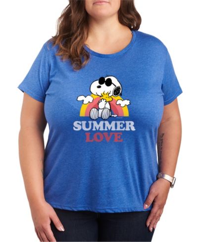 Женская футболка Hybrid Apparel Plus Size Peanuts Summer Love Snoopy and Woodstock Short-Sleeve Graphic