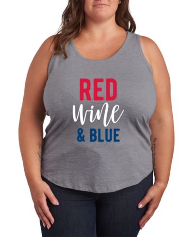 Hybrid Apparel Plus Size Instant Message Red Wine and Blue Racerback Graphic Tank Top