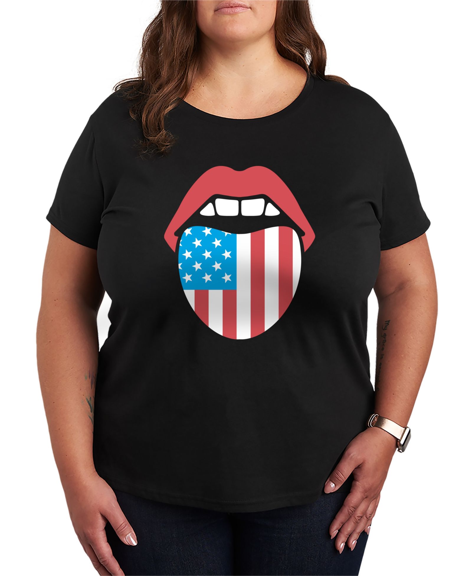 Hybrid Apparel Plus Size футболка с принтом Instant Message USA Flag