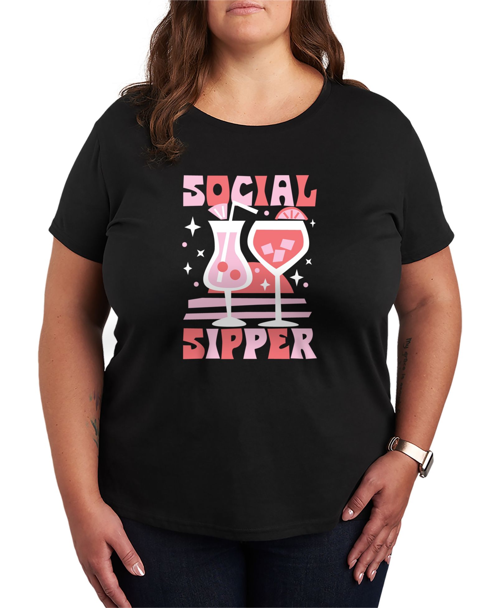 Футболка Hybrid Apparel Plus Size Instant Message Social Sipper Short-Sleeve Graphic