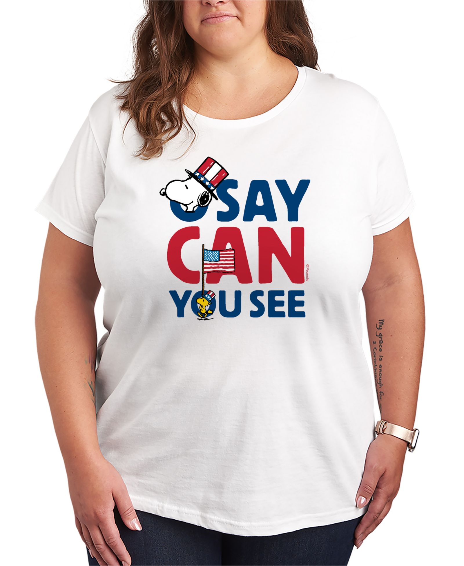 Футболка Hybrid Apparel Plus Size Peanuts Snoopy Say Can You See с принтом