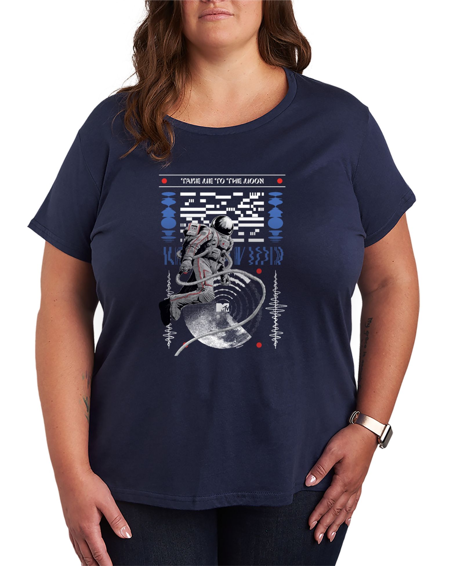 Мужская футболка Hybrid Apparel Plus Size MTV Take Me to the Moon Person Short-Sleeve Graphic T-Shirt