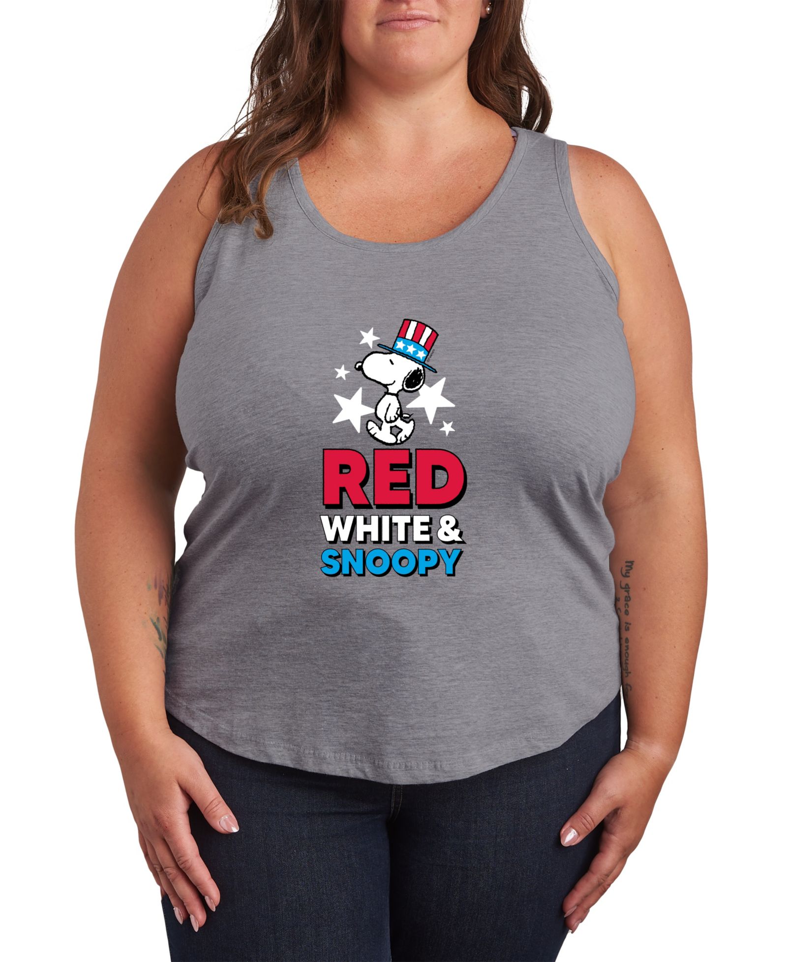 Hybrid Apparel Майка Peanuts Snoopy Racerback Graphic, Plus Size, красно-белая