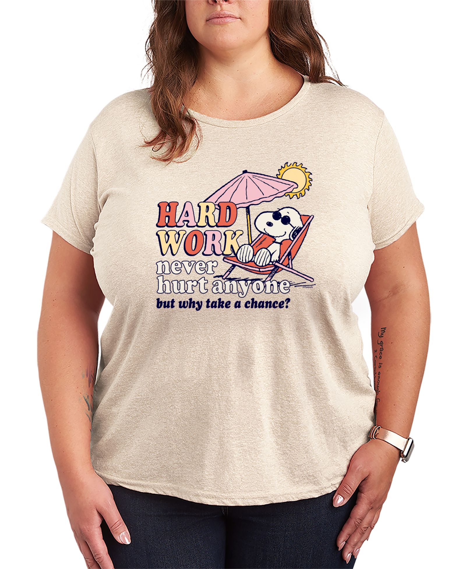 Графическая футболка с коротким рукавом Hybrid Apparel Plus Size Peanuts Hard Work