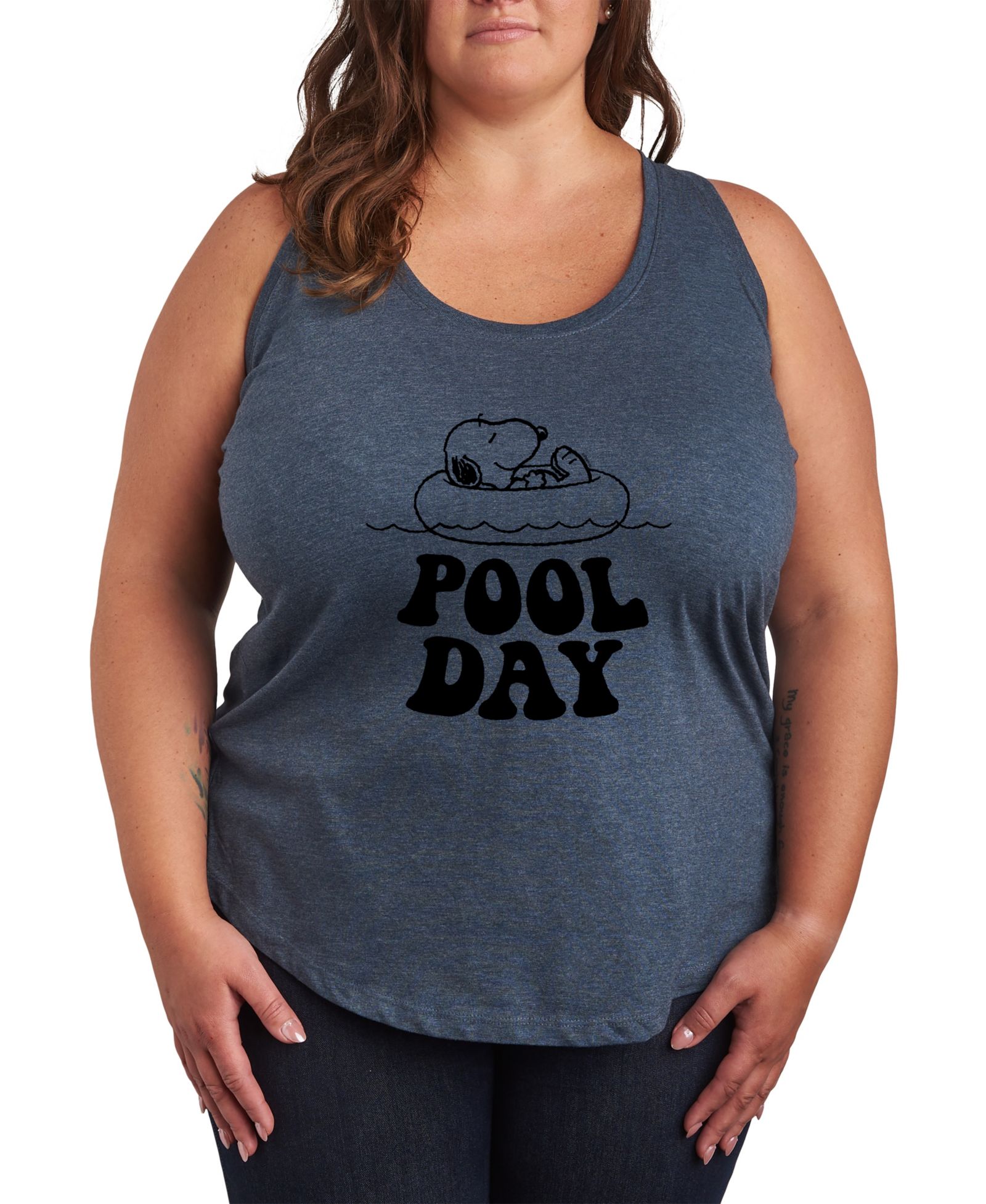 Женский топ Hybrid Apparel Plus Size Peanuts Snoopy Pool Day Racerback Graphic Tank Top