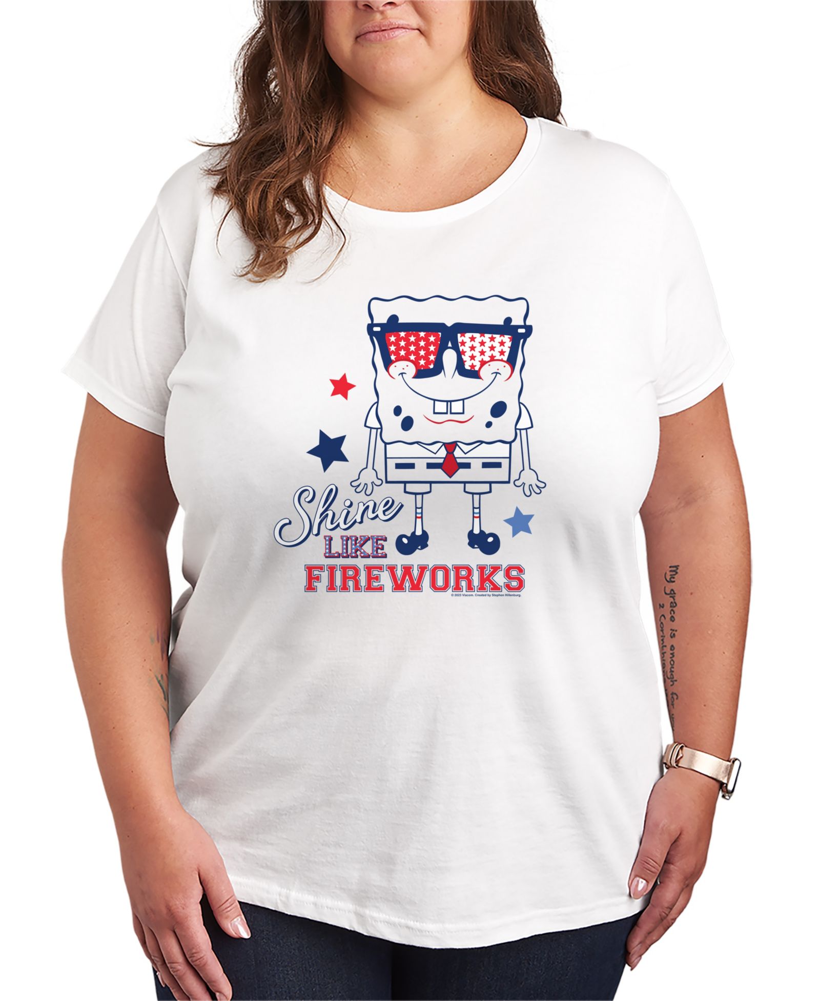 Мужская футболка Hybrid Apparel Plus Size SpongeBob Square Pants Shine Like Fireworks Short-Sleeve Graphic