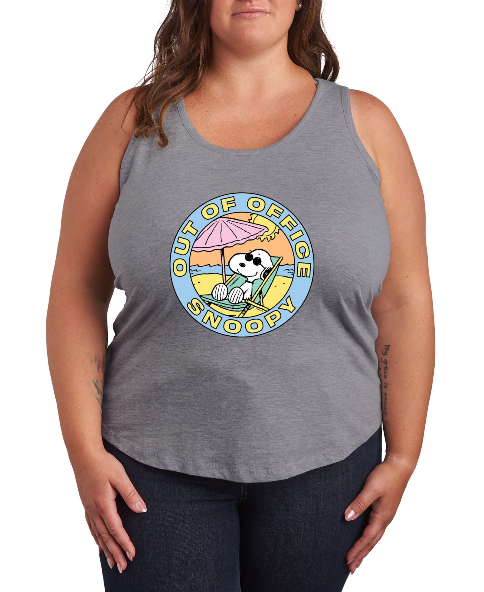 Майка Hybrid Apparel Plus Size Peanuts Out of office Snoopy Racerback Graphic Tank Top