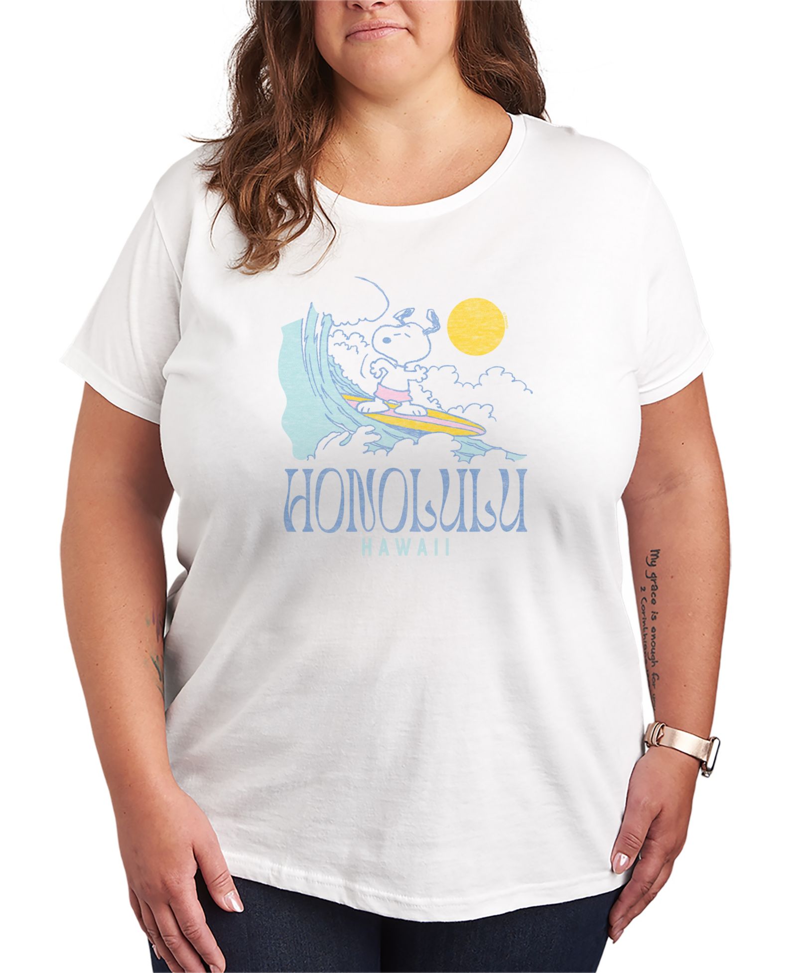 Плюс размер футболка Hybrid Apparel Peanuts Snoopy Honolulu Hawaii