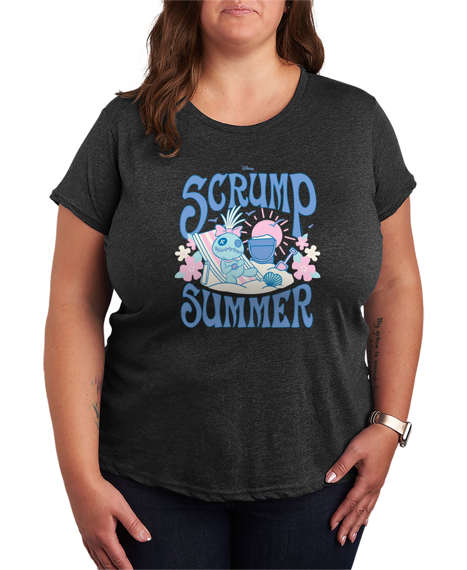 Hybrid Apparel Plus Size футболка с принтом Lilo Stitch Scrump, летняя, с коротким рукавом