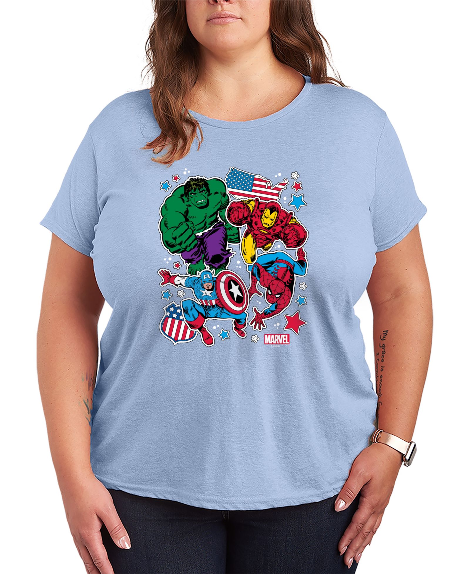 Мужская футболка Hybrid Apparel Plus Size Marvel America Avengers Short-Sleeve Graphic
