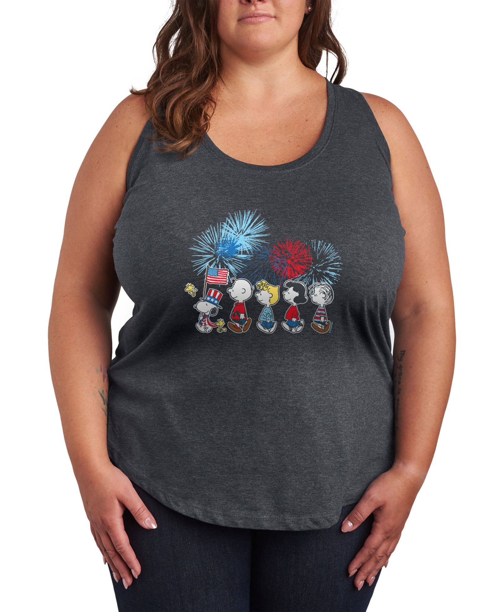 Майка Hybrid Apparel Plus Size Peanuts USA Parade Racerback Graphic