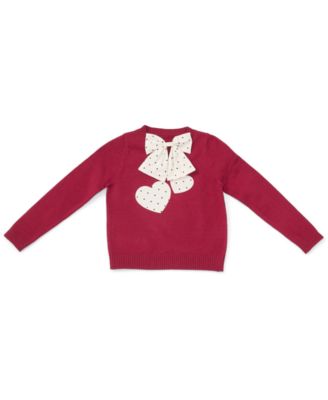 CeCe Girls' 4-16 Bow and Heart Crewneck Sweater