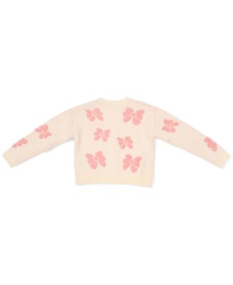 CeCe Girls' 4-16 Buttoned Bow Crewneck Sweater