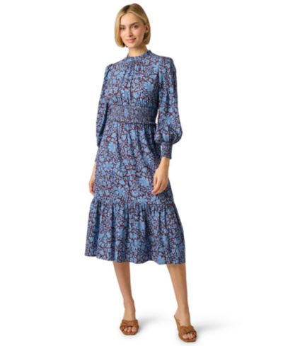 Adrianna Papell Women's Printed Smocked Midi Dress