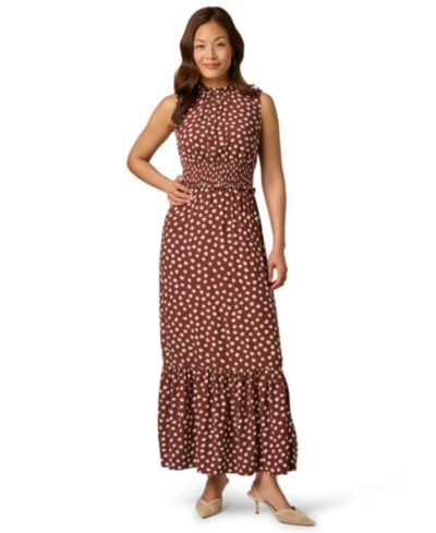 Adrianna Papell Women's Printed Smocked Maxi Dress