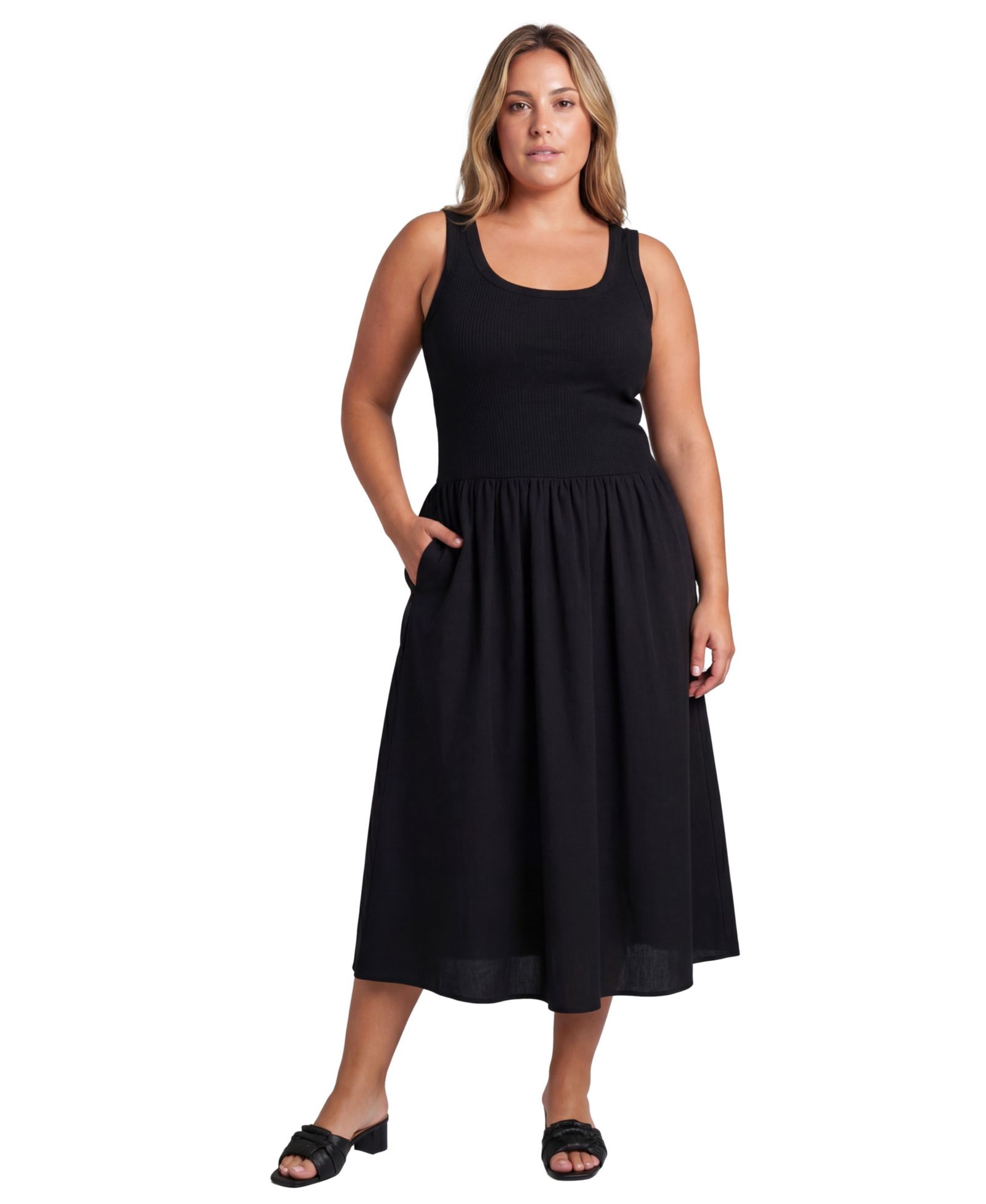 Платье-макси 24seven Comfort Apparel Plus Size Curvy без рукавов