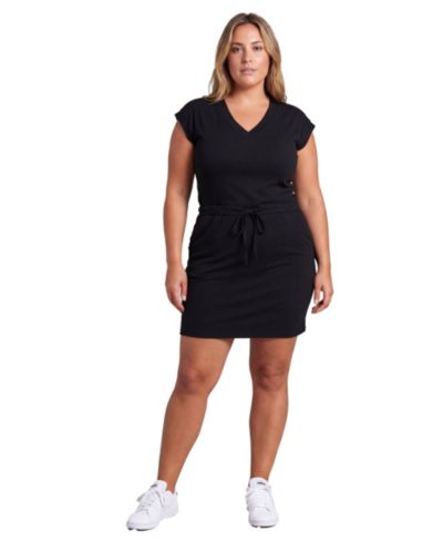 24seven Comfort Apparel Plus Size Curvy Ribbed Knit Knee-Length Dress