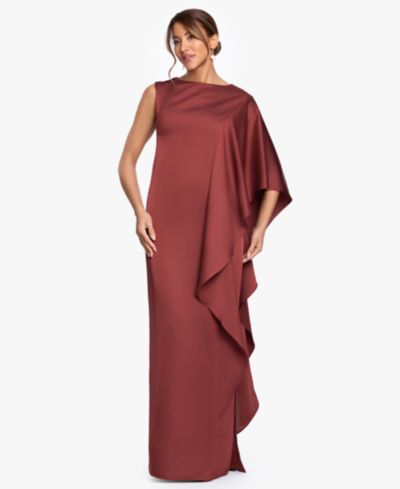 Betsy & Adam Women's Draped-Sleeve Boat Neck Gown