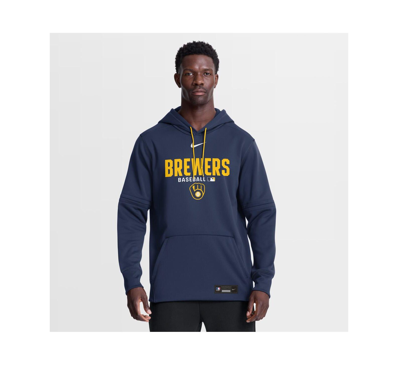 Nike Мужское худи Milwaukee Brewers Authentic Collection Therma-FIT, темно-синее