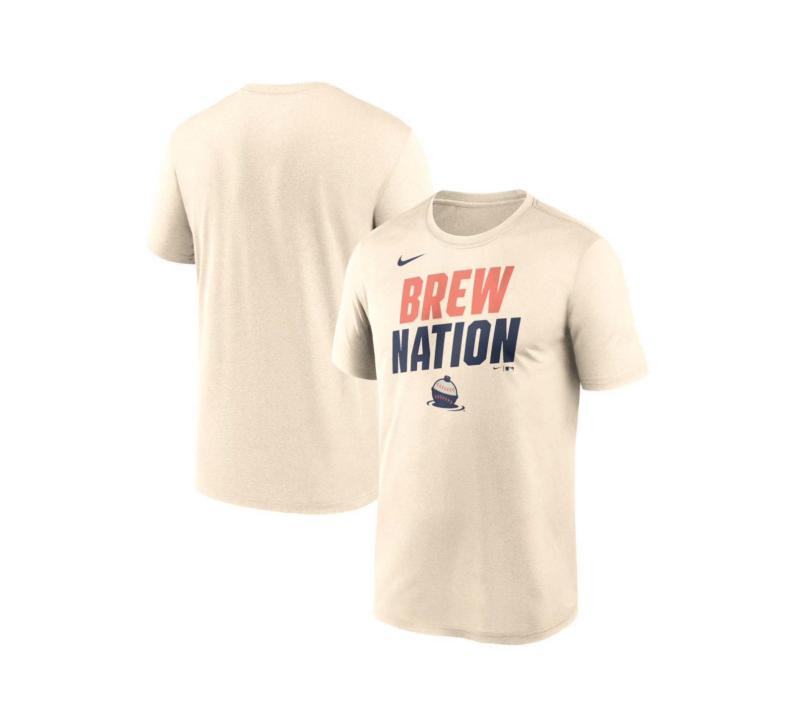 Мужская футболка Nike Milwaukee Brewers 2026 City Connect Team Phrase Script Dri-FIT кремового цвета