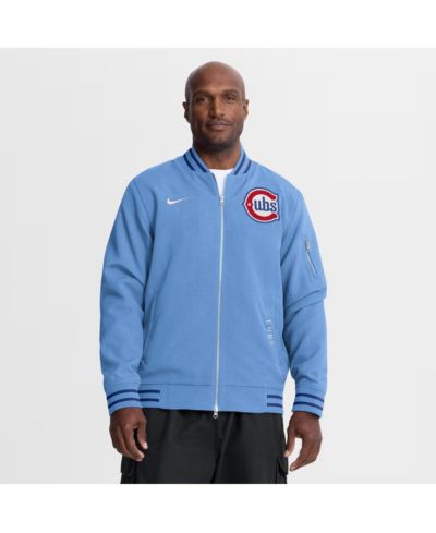 Мужская куртка-бомбер Nike Chicago Cubs Authentic Collection Dugout Relaxed Full-Zip светло-голубого цвета