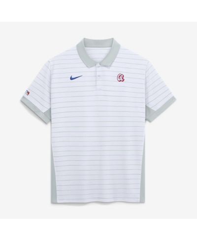 Nike Men's Platinum Atlanta Braves 2026 City Connect Authentic Collection Striped Victory Dri-FIT Polo Shirt