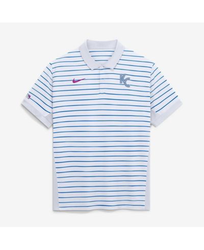 Nike Men's White Kansas City Royals 2026 City Connect Authentic Collection Striped Victory Dri-FIT Polo Shirt